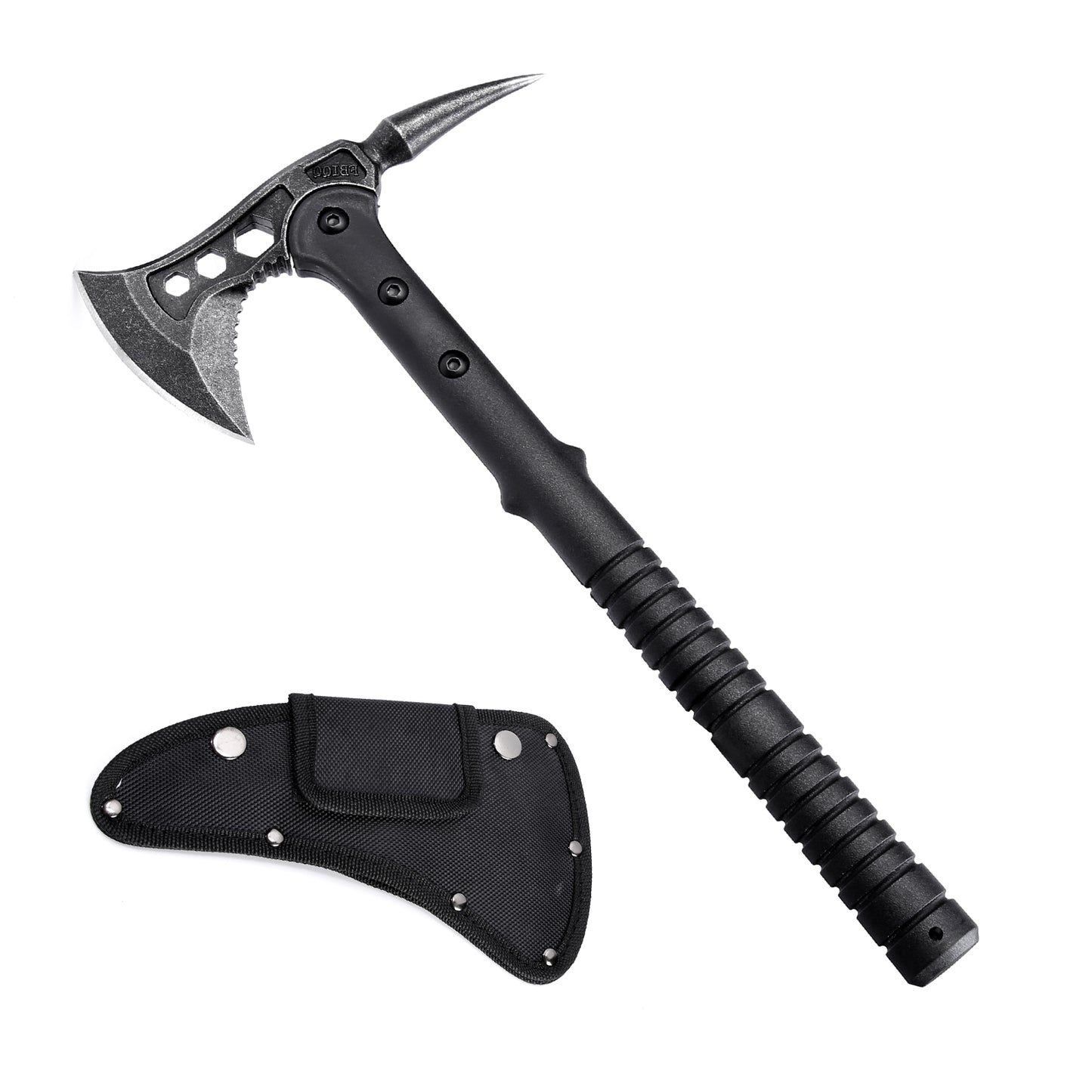KHU Ascia Spaccalegna Ascia Sopravvivenza Tomahawk Accetta Espositiva Ascia da Campeggio per esterno Con Fodero in Nylon - All'aperto per legno, caccia, giardinaggio
