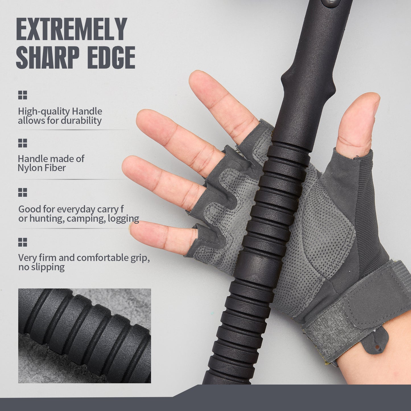 KHU Camping Axt Überlebensbeil Axt mit Scheide - Nylon Fiber Griff für Outdoor Jagd Wandern Camping Ausrüstung
