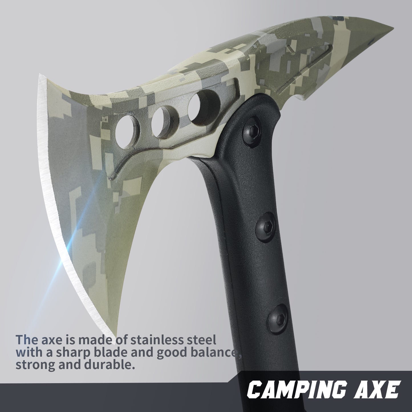 KHU Camping Axt Überlebensbeil Axt mit Scheide - Nylon Fiber Griff für Outdoor Jagd Wandern Camping Ausrüstung