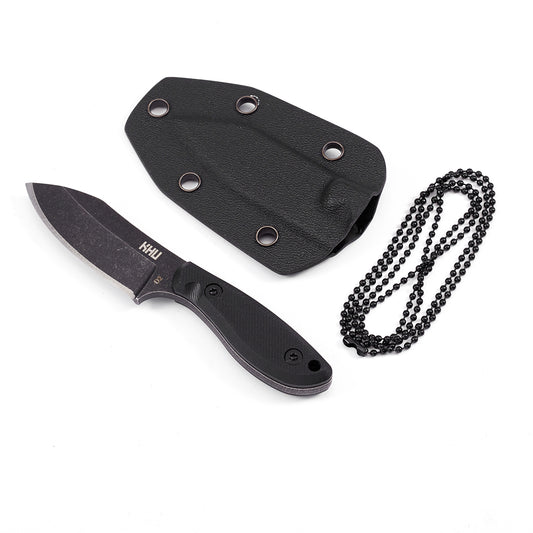 KHU Neck Knife Fixed Blade EDC Knife - Knife Necklace Mini Knife Survival Knife Neck Knives - D2 Steel G10 Handle - Outdoor Hunting Camping Gear with kydex Sheath - 09A