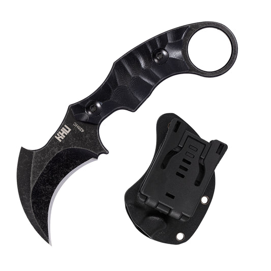KHU Fixed Blade Knife Tactical, karambit knife Hunting Knife Claw Knife Survival Knife 420HC Steel G10 Handle, Outdoor Hunting Camping Accessories Camping Gear With Kydex Sheath