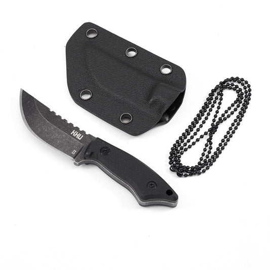 KHU Neck Knife Fixed Blade EDC Knife - Knife Necklace Mini Knife Survival Knife Neck Knives - D2 Steel G10 Handle - Outdoor Hunting Camping Gear with kydex Sheath -10A