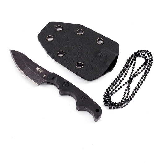 KHU Neck knife fixed blade edc knife - knife necklace mini knife survival knife Neck knives - D2 Steel G10 Handle - Outdoor Hunting Camping Gear with kydex sheath - 12A