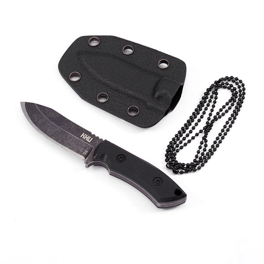 KHU Neck knife fixed blade edc knife - knife necklace mini knife survival knife Neck knives - D2 Steel G10 Handle - Outdoor Hunting Camping Gear with kydex sheath -11A