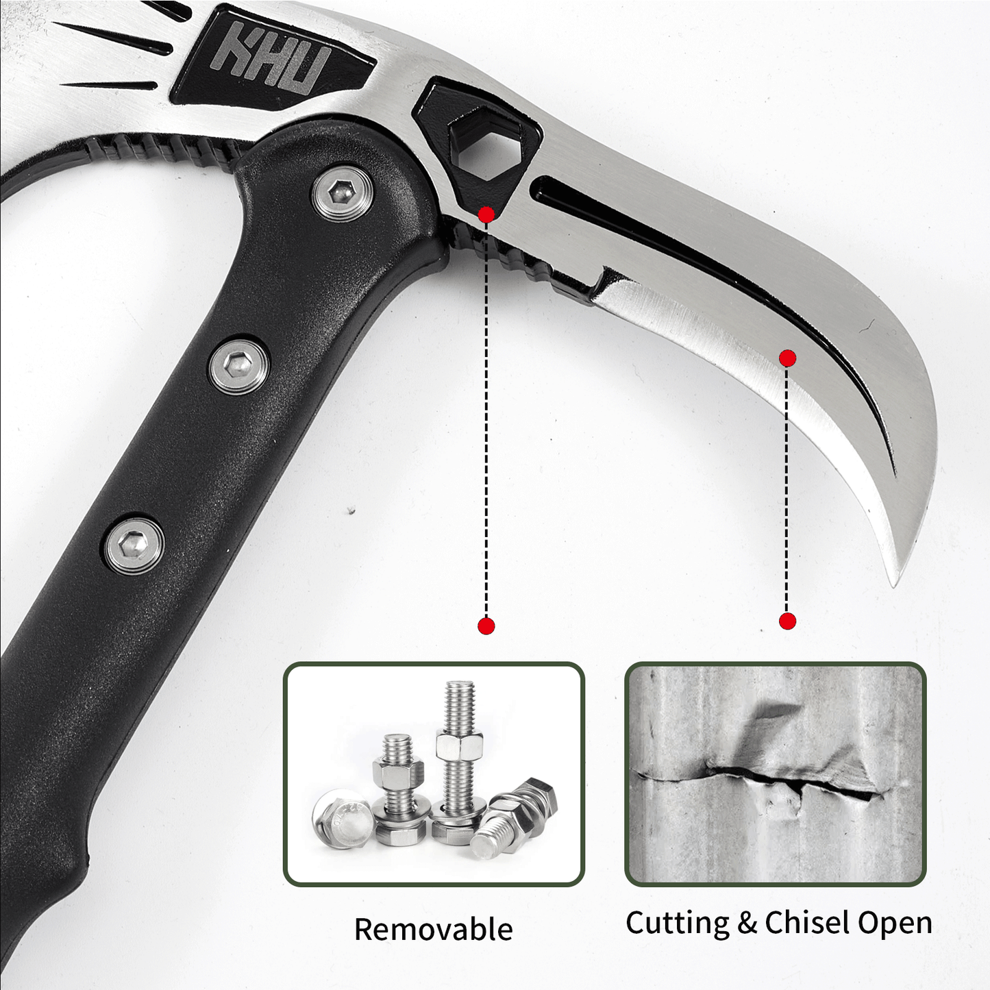 KHU Camping Axe Tactical Throwing Axe Tomahawk Survival Hatchet Axe with Sheath - Nylon Fiber Handle for Outdoor Hunting Hiking Camping Gear