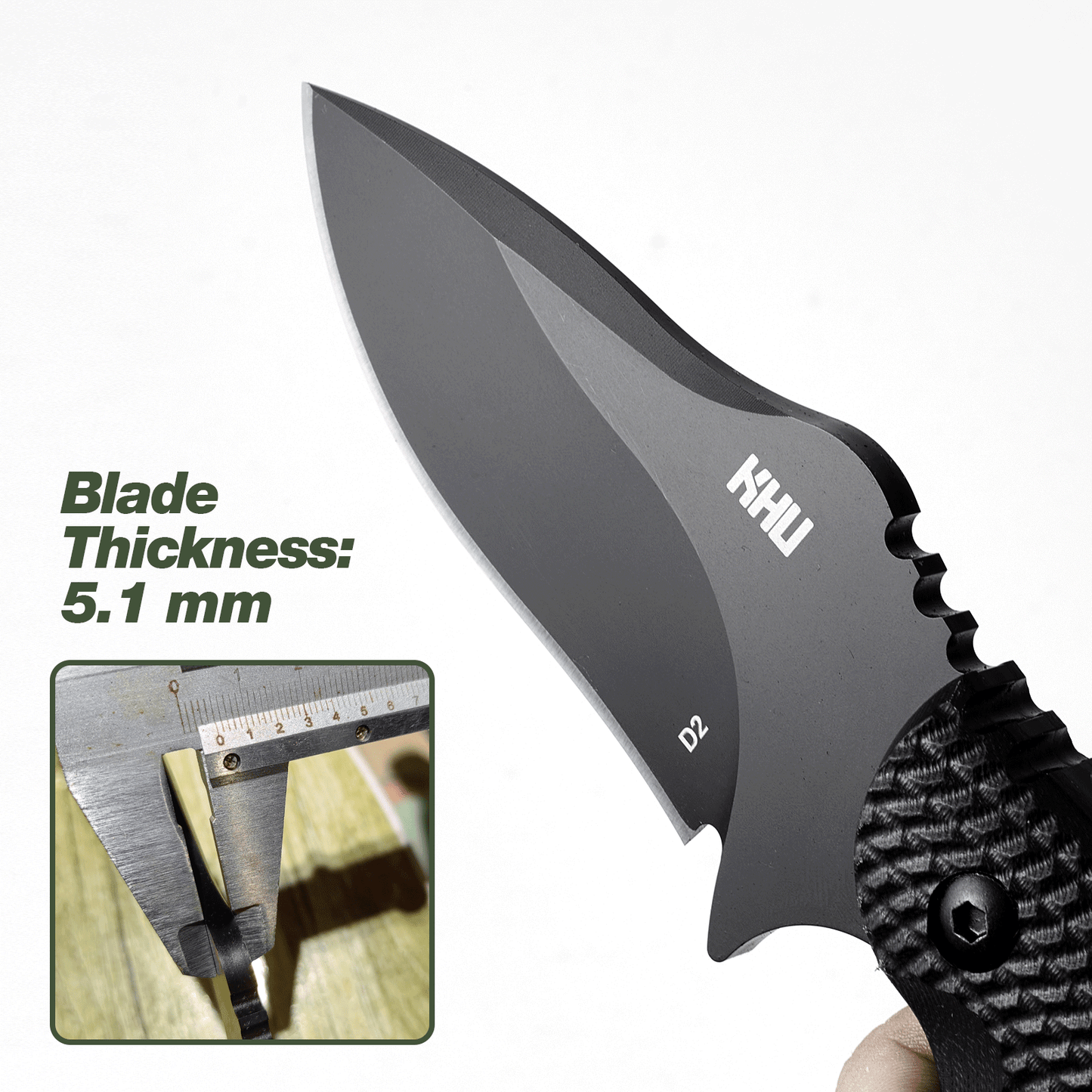 KHU Fixed Blade Knife Tactical, Hunting Knife Survival Knife Camping Knife D2 Steel G10 Handle, Outdoor Hunting Camping Accessories Camping Gear With Kydex Sheath