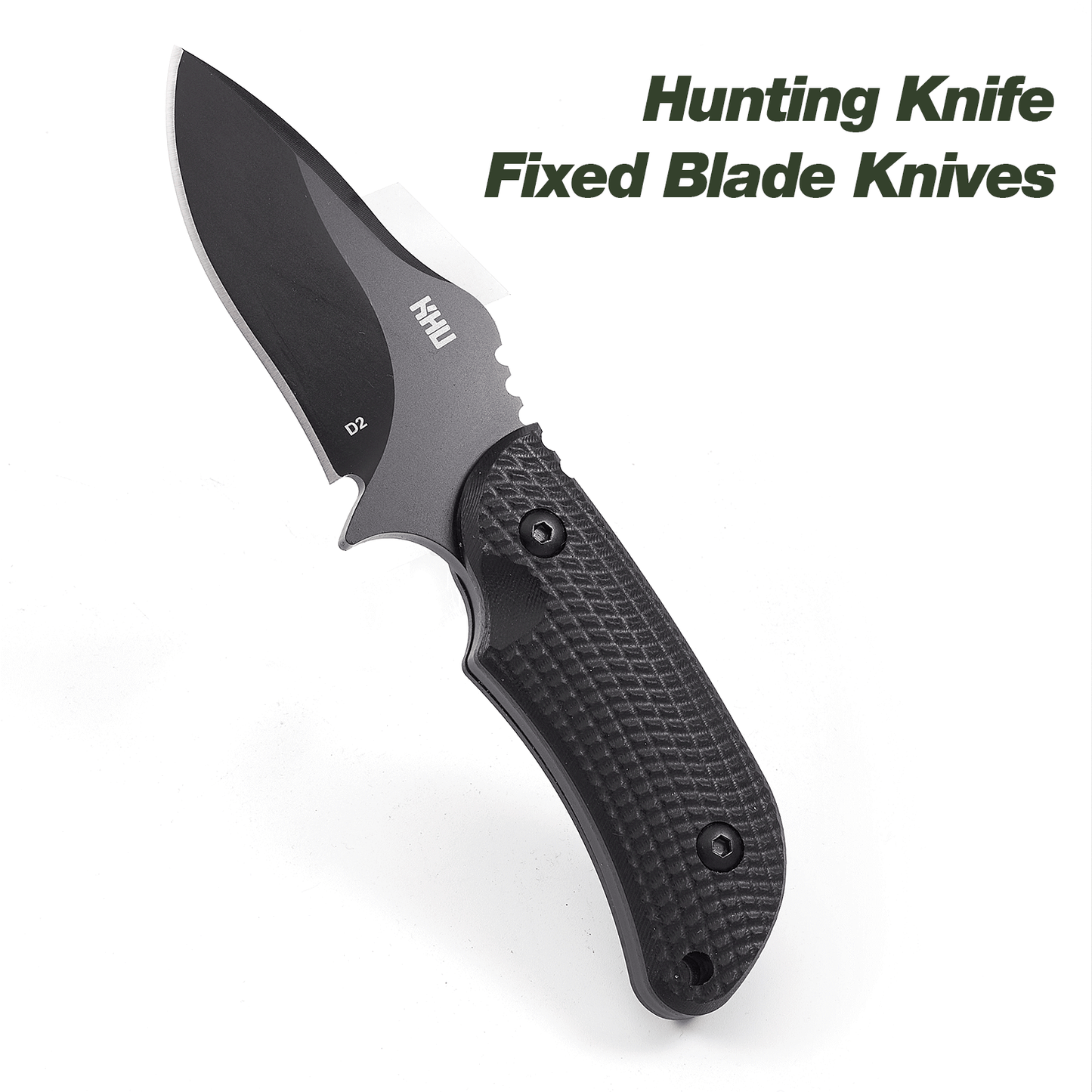 KHU Fixed Blade Knife Tactical, Hunting Knife Survival Knife Camping Knife D2 Steel G10 Handle, Outdoor Hunting Camping Accessories Camping Gear With Kydex Sheath